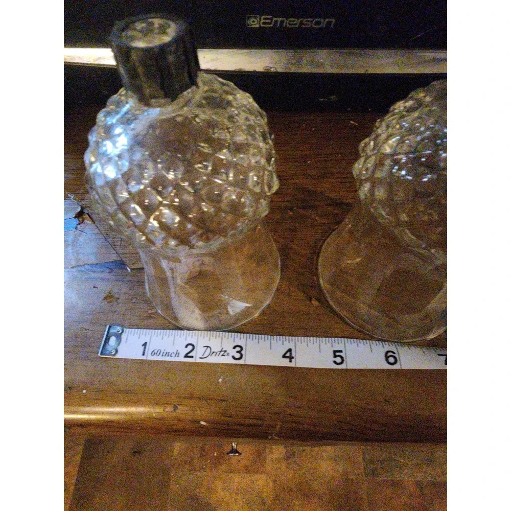 Vintage Set Of 2 Diamond Cut Clear Glass Tall Tulip Pegged Candle Holders